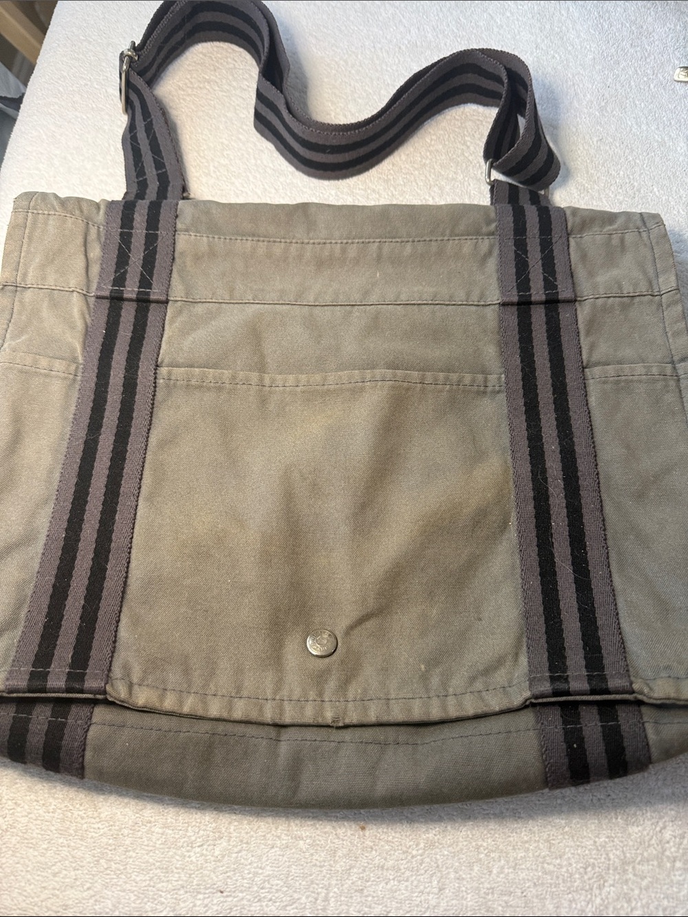 HERMES Canvas Herline Basas MM Unisex Shoulder Bag